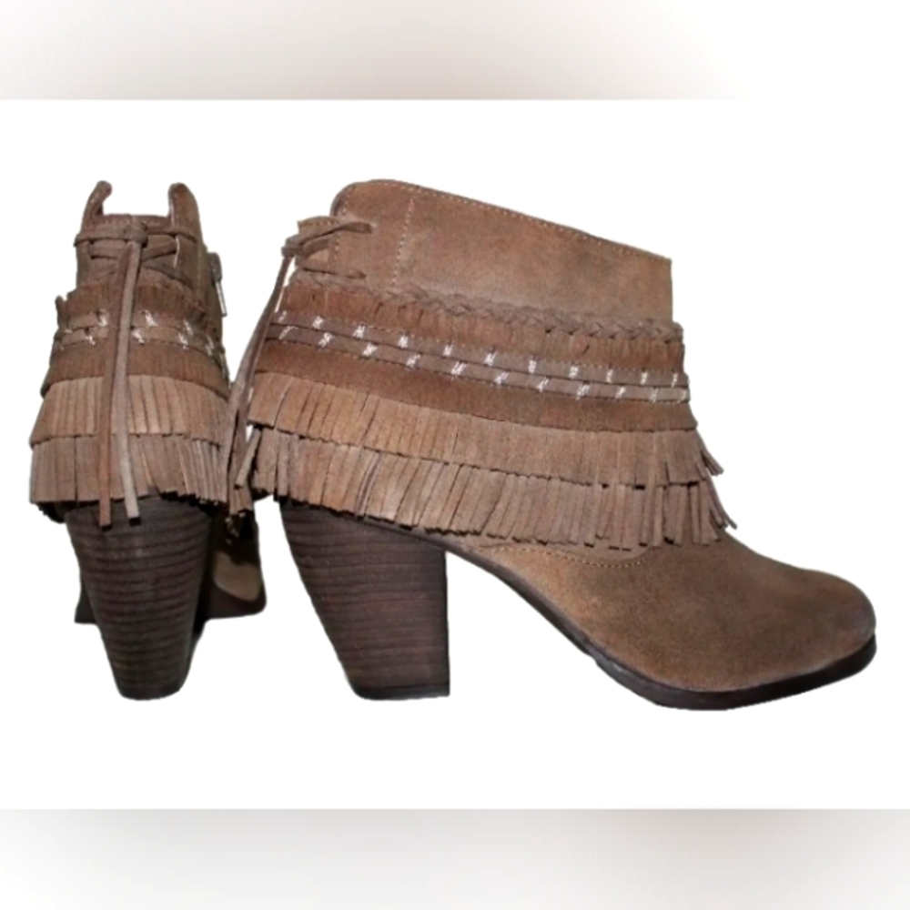 New Naughty Monkey 8.5 US Wmn's Boho Fringe Premium Suede Zip Western Moto Boots